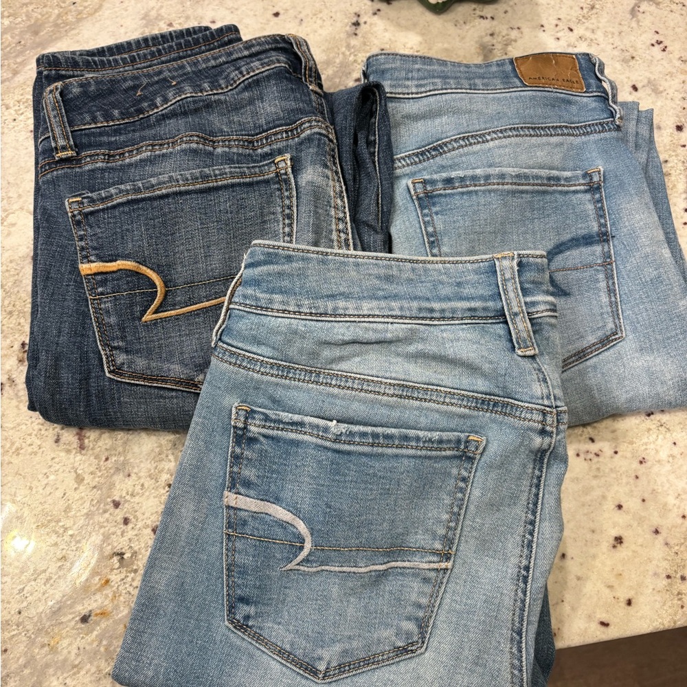Lot of 3 AE Women’s Jeans Skinny & Jegging X-Long